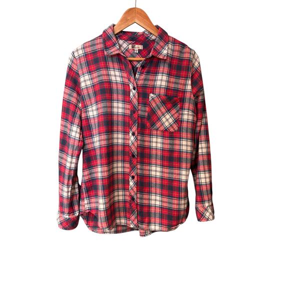 Kut From‎ Kloth Flannel Shirt Plaid Womens Button Up Medium Long Sleeve - Picture 1 of 7